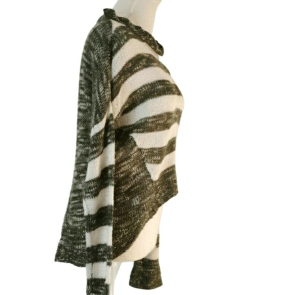 Y2K Wet Seal Green Stripe Slouchy High Low Sweater -  Size Large - Picture 3 of 9